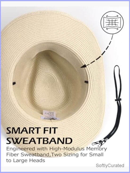 Straw Cowboy Hat with Chin Strap, UPF 50+ Sun Protection, Adjustable Sizing main image 6